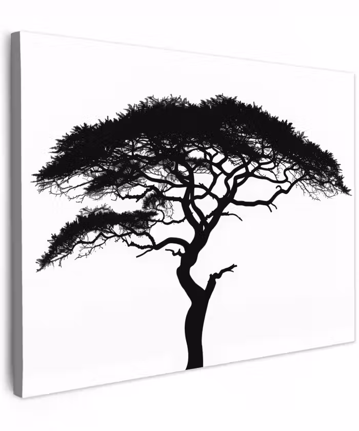 Canvas schilderij - Boom - Zwart - Wit - Modern