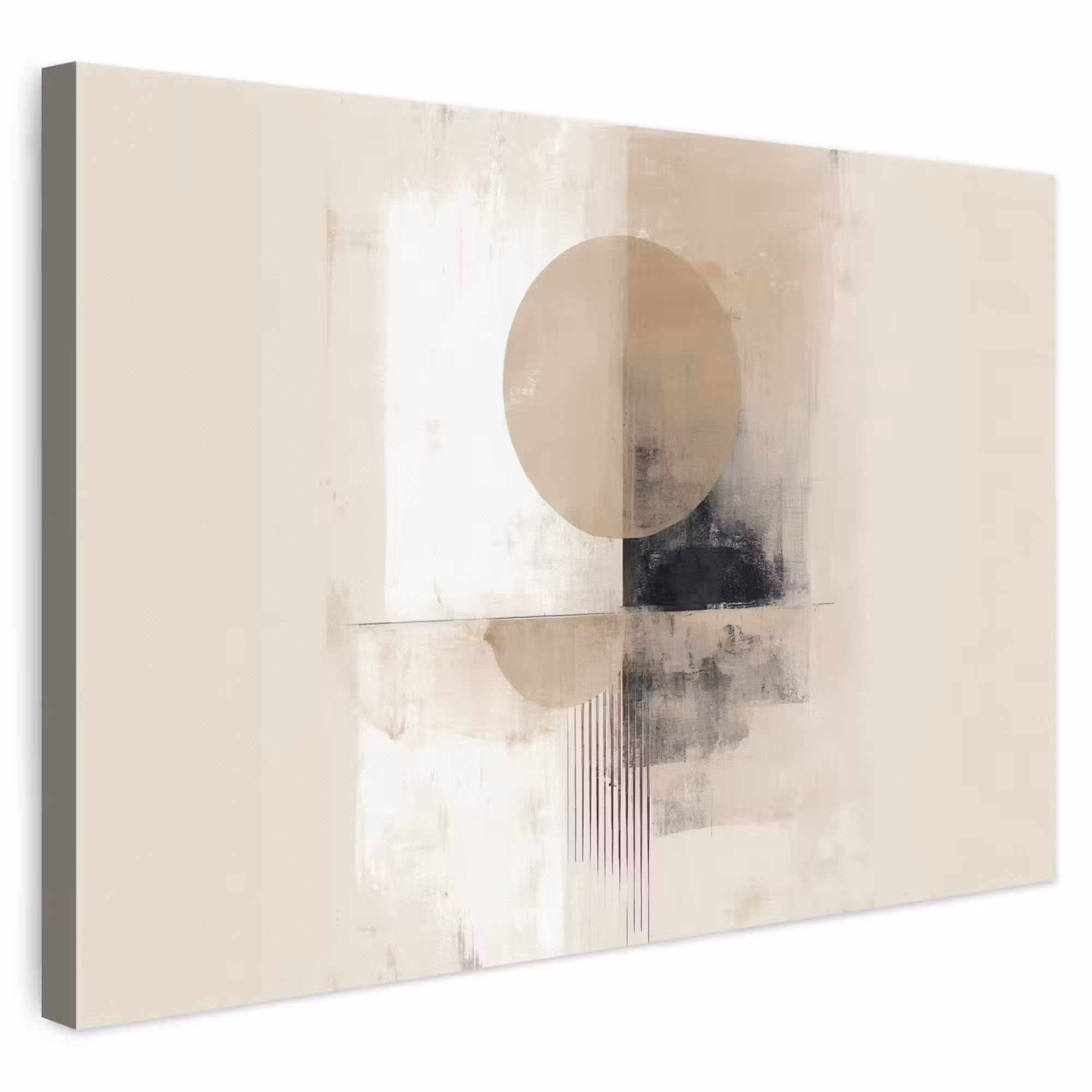 Canvas schilderij - Cirkel - Compositie - Diepte - Beige