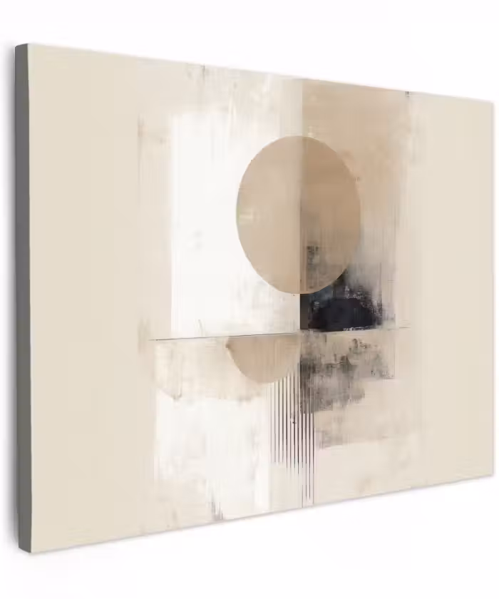 Canvas schilderij - Cirkel - Compositie - Diepte - Beige