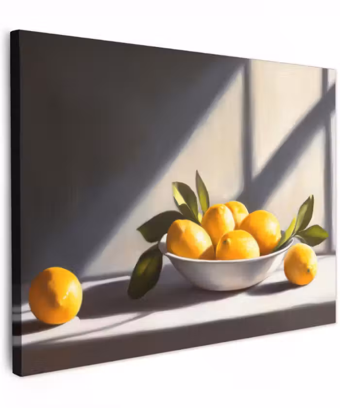 Canvas schilderij - Citroenen - Stilleven - Geel