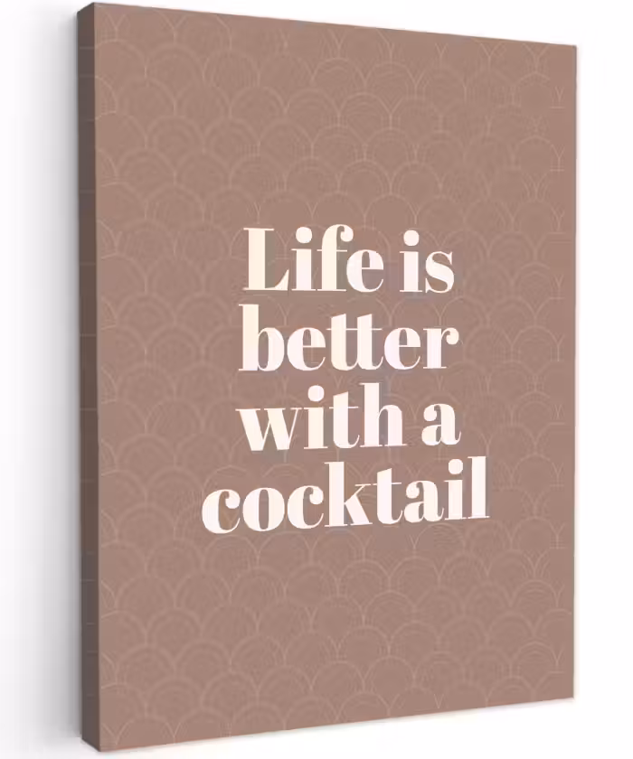Canvas schilderij - Cocktail - Tekst - Patroon - Wit