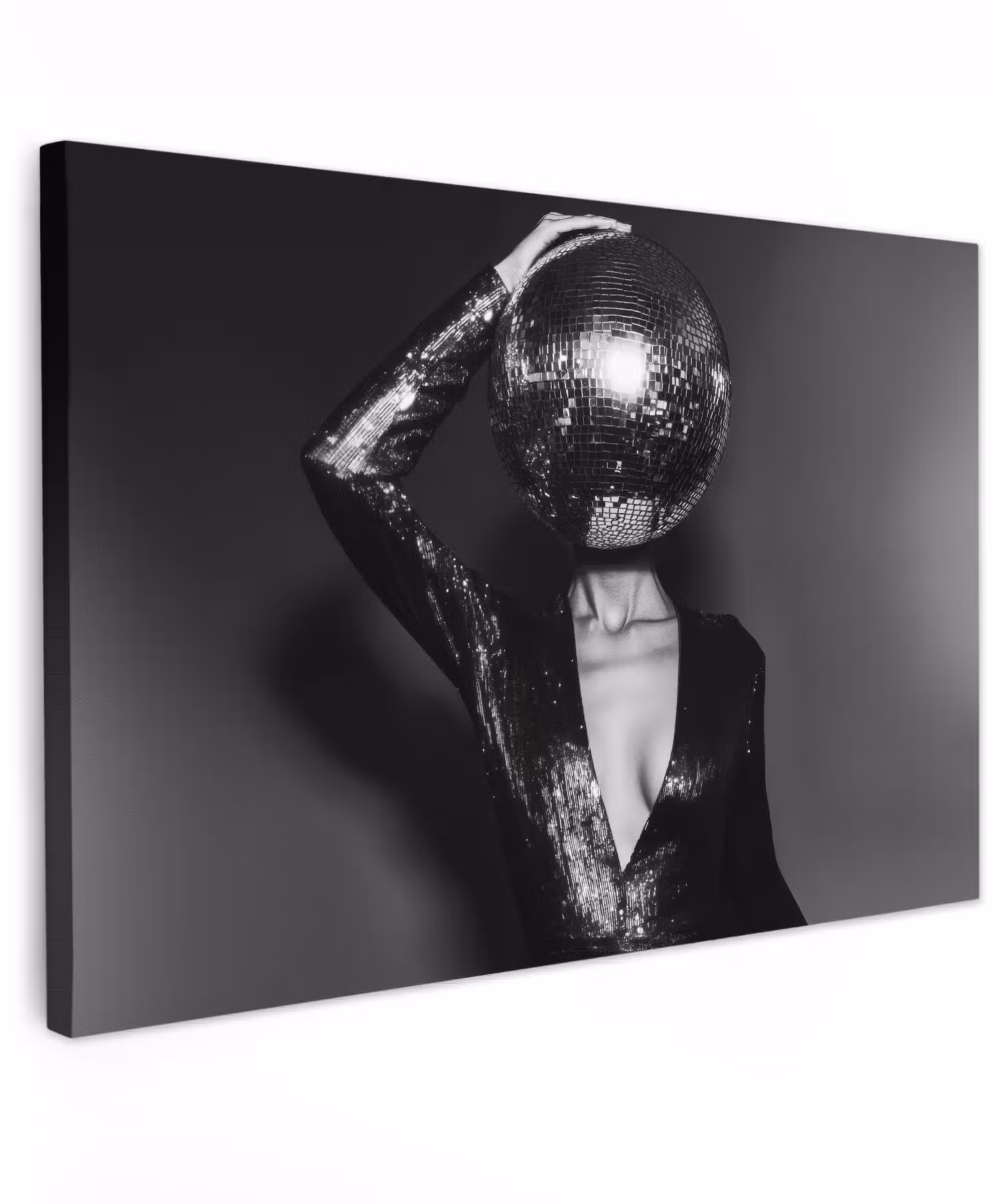 Canvas schilderij - Discobal - Gezicht - Glamour - Zwart