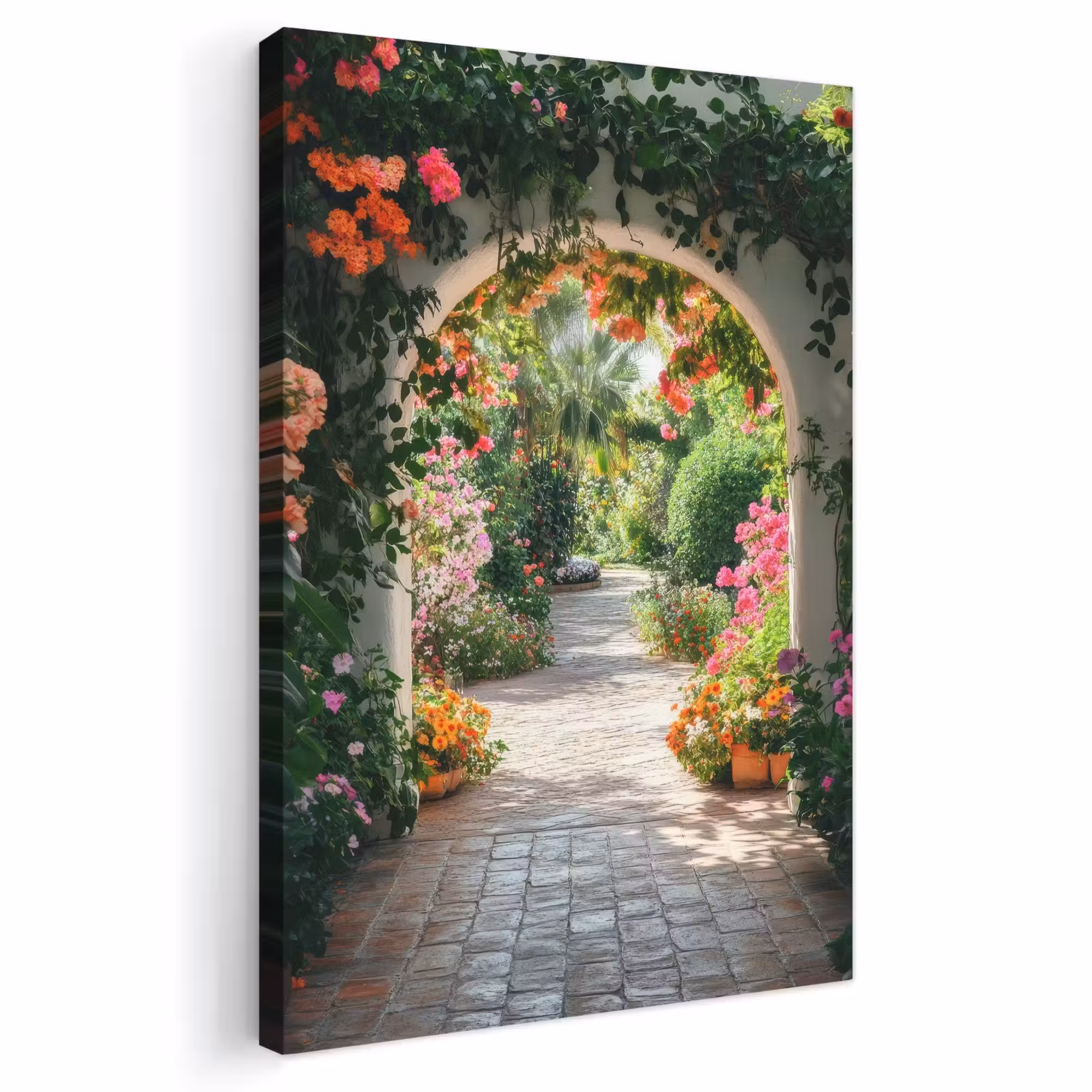 Canvas schilderij - Doorkijk - Bloemen - Natuur - Bloementuin