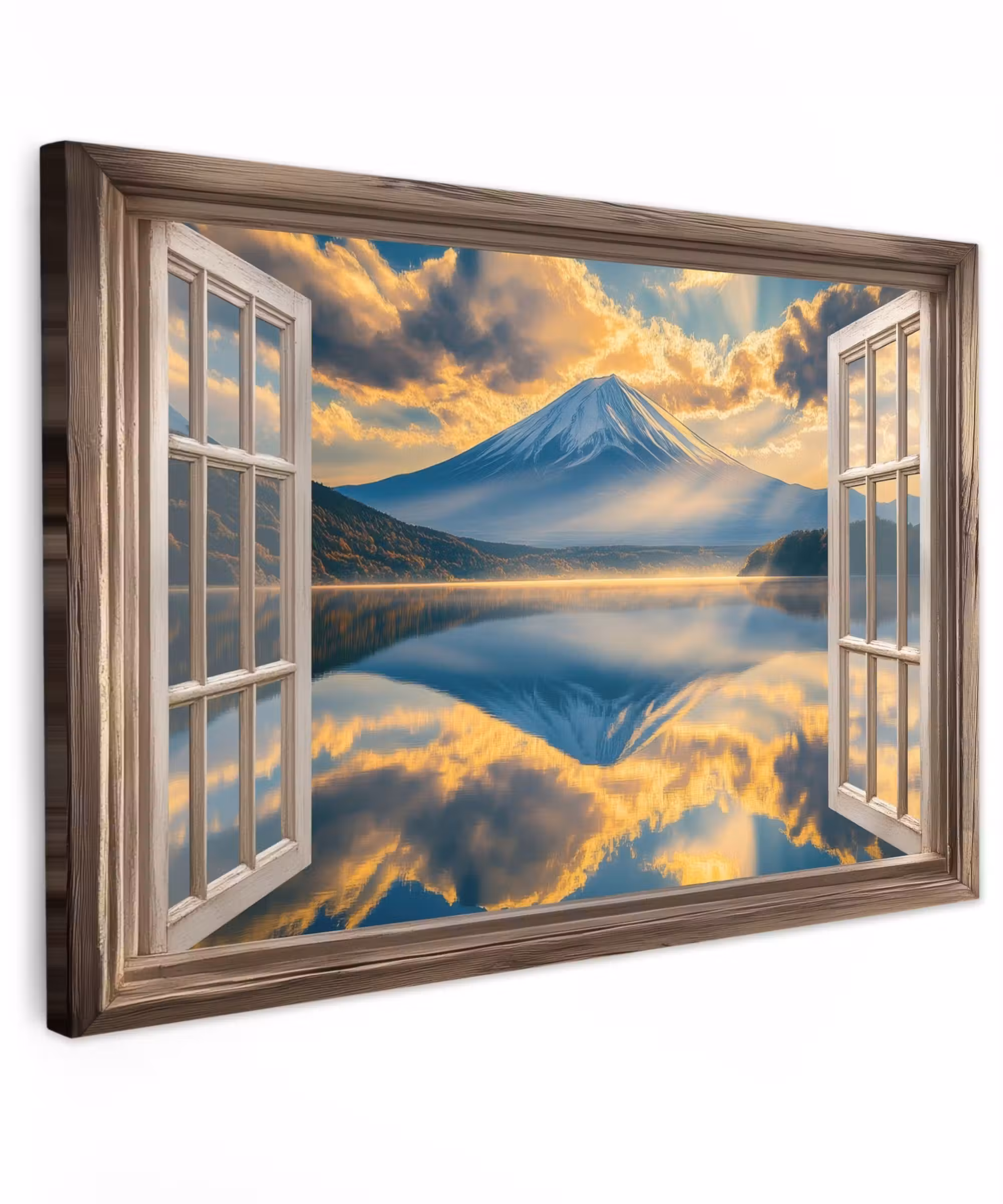 Canvas schilderij - Doorkijk - Landschap - Bergen - Uitzicht - Raam
