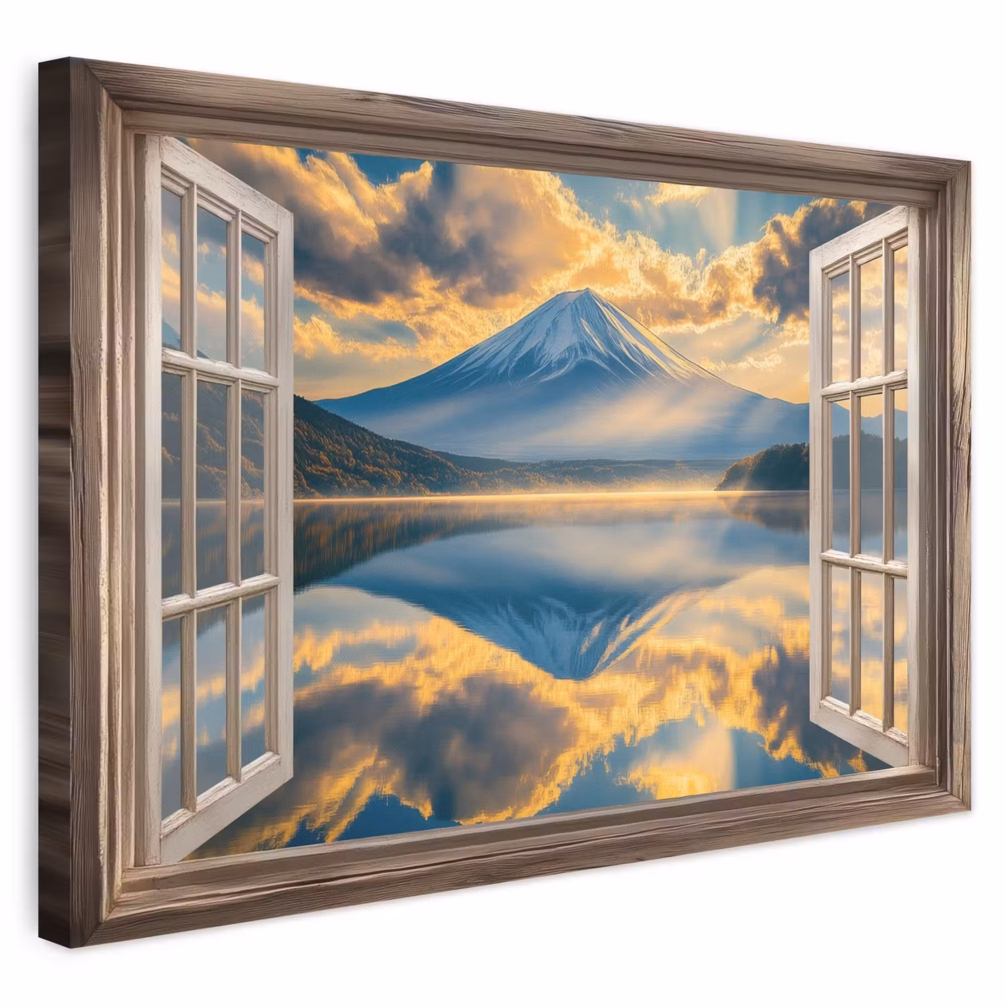 Canvas schilderij - Doorkijk - Landschap - Bergen - Uitzicht - Raam