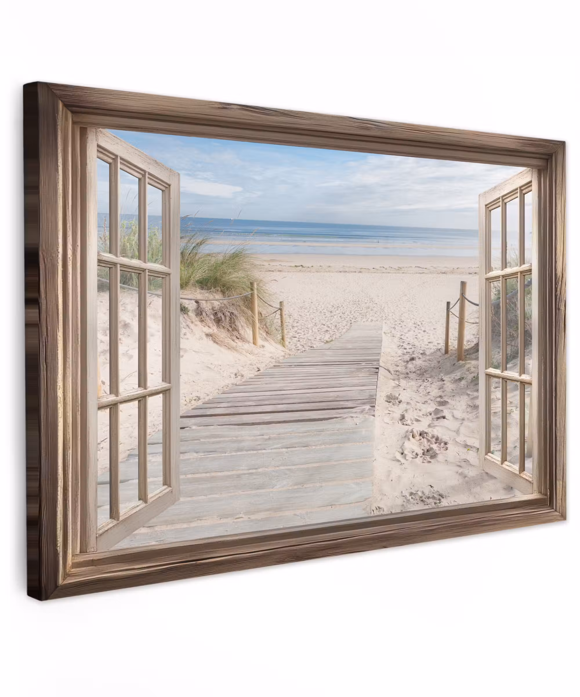 Canvas schilderij - Doorkijk - Strand - Duinen - Pad - Landschap