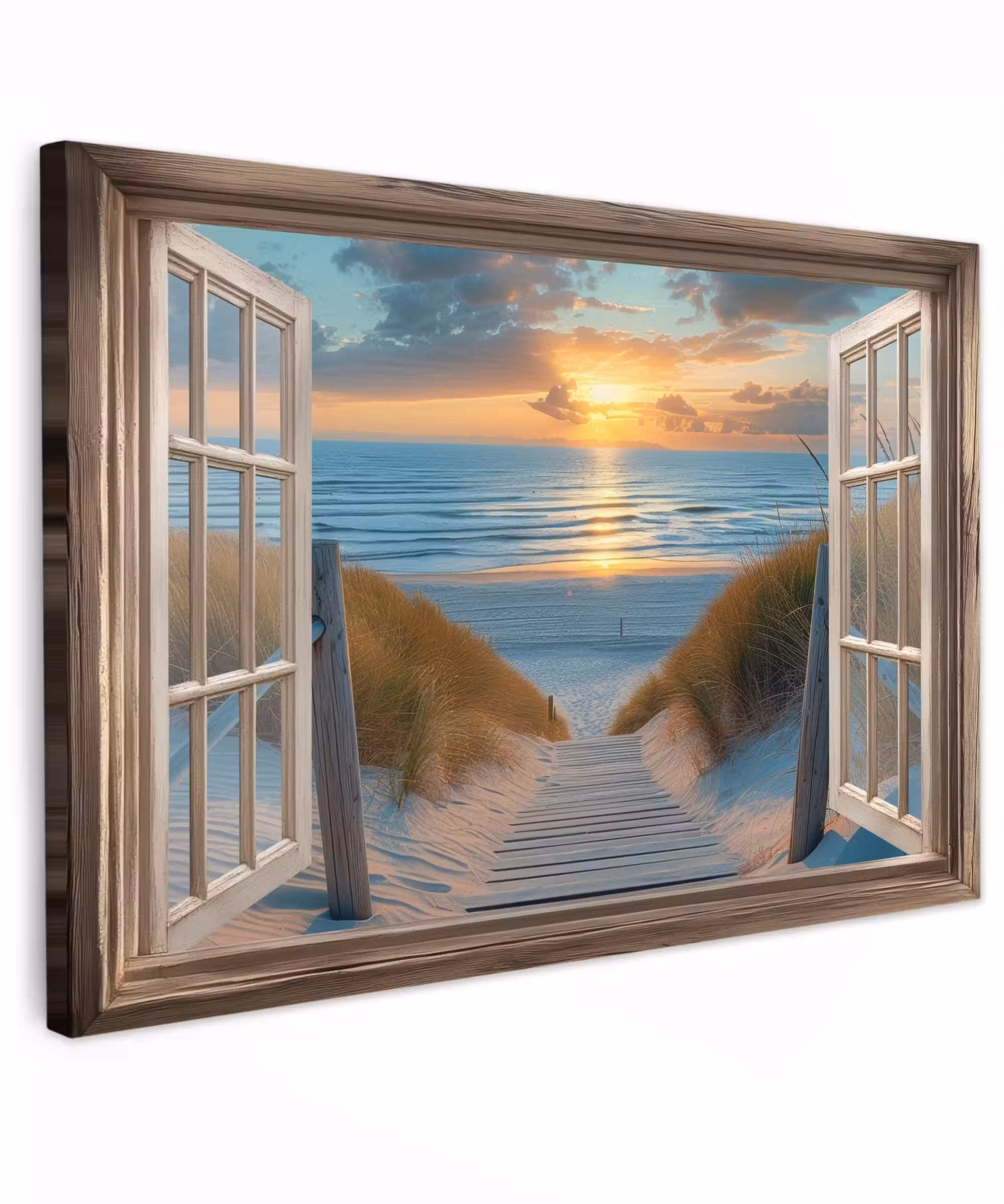 Canvas schilderij - Doorkijk - Strand - Pad - Zonsondergang