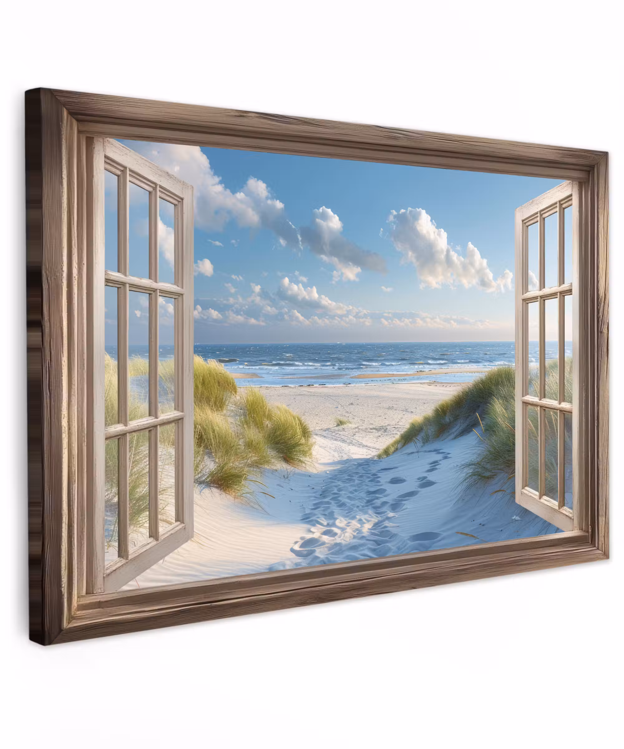 Canvas schilderij - Doorkijk - Strand - Raam - Duinen - Zee