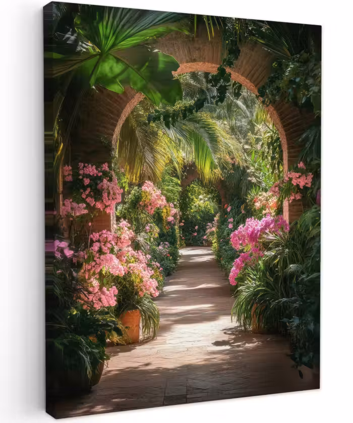 Canvas schilderij - Doorkijk - Tropisch - Bloemen - Natuur