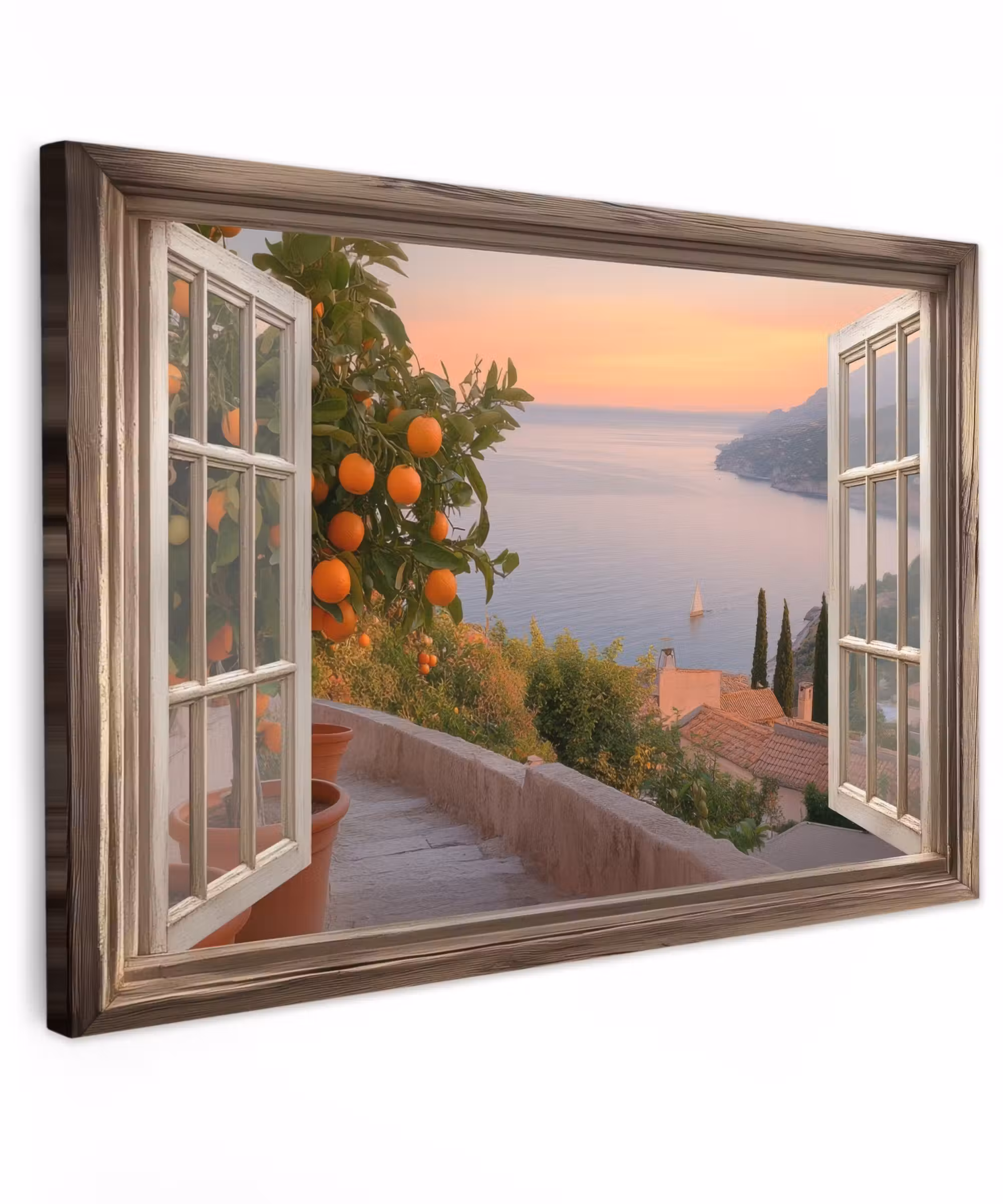 Canvas schilderij - Doorkijk - Uitzicht - Meer - Landschap