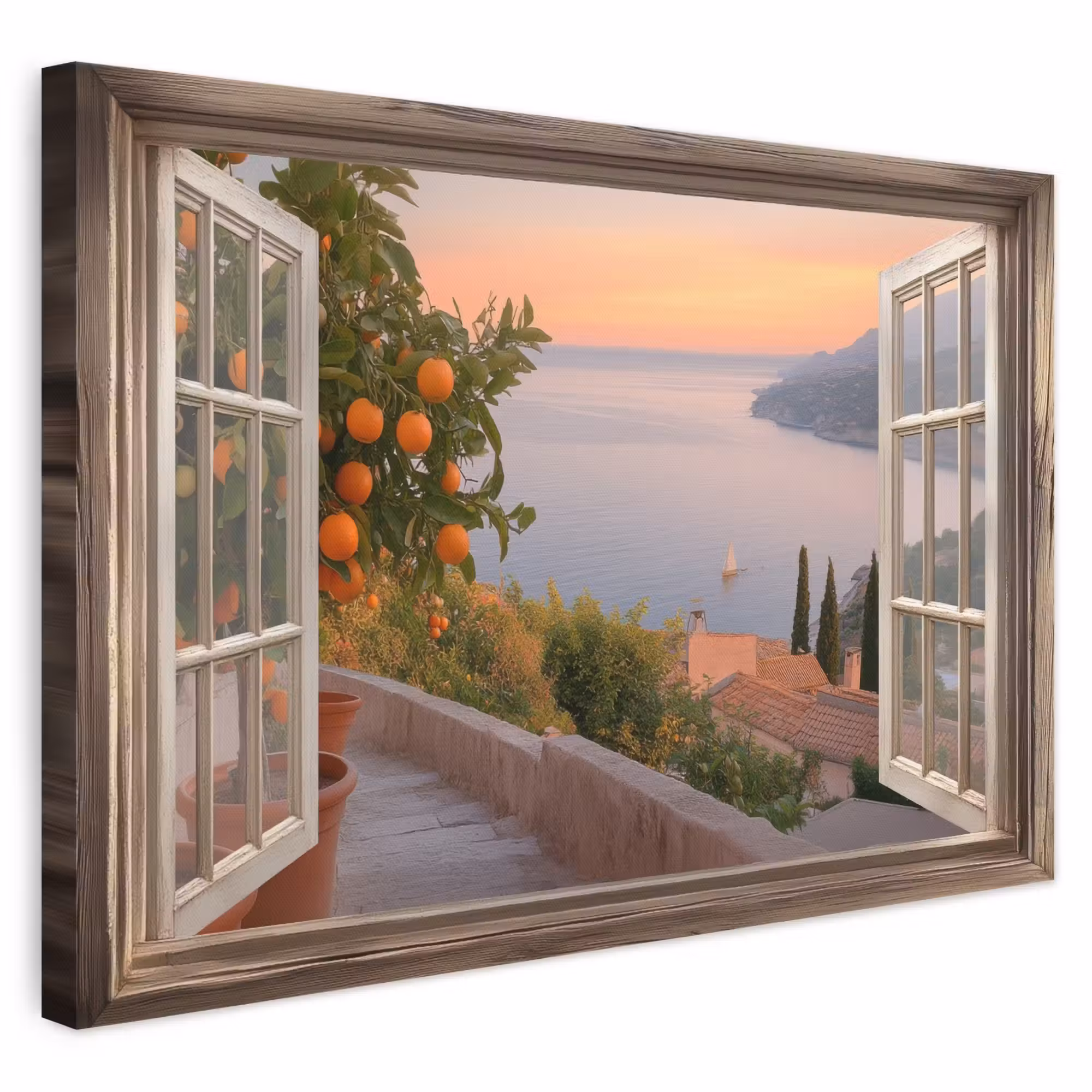 Canvas schilderij - Doorkijk - Uitzicht - Meer - Landschap