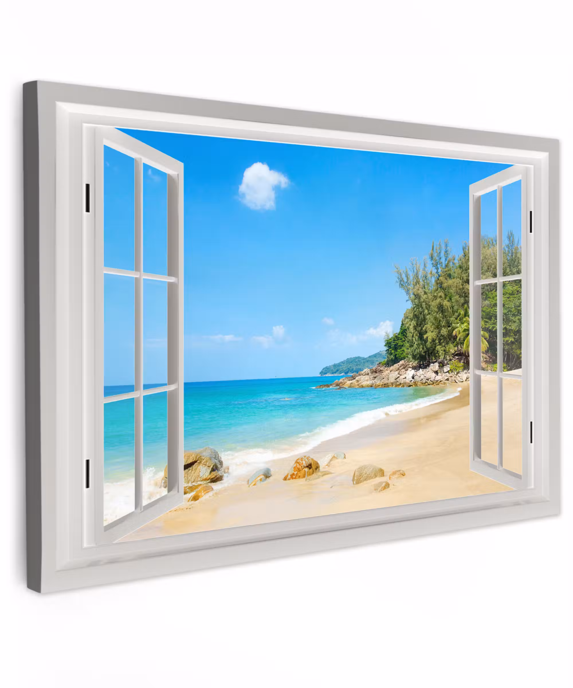 Canvas schilderij - Doorkijk - Water - Strand