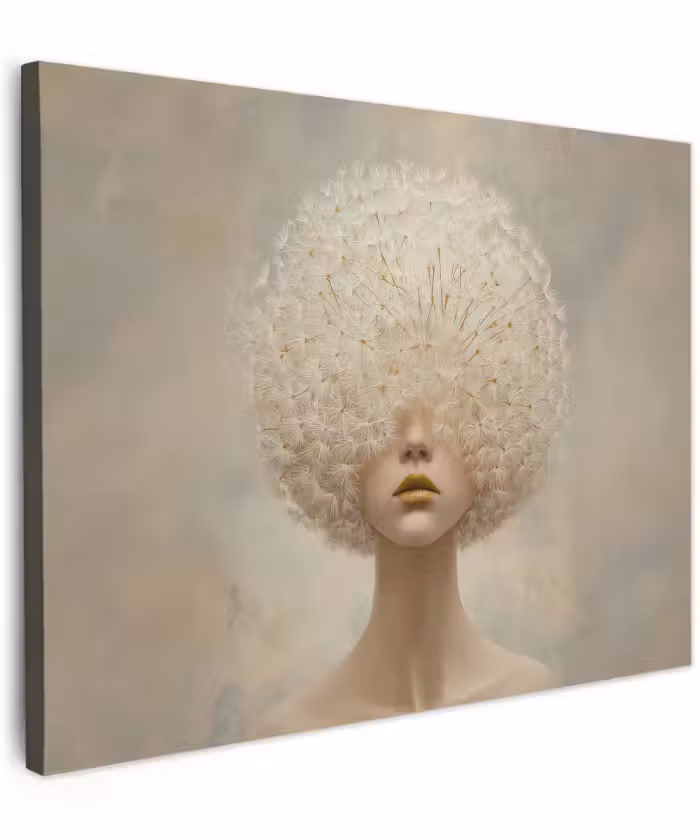 Canvas schilderij - Dromerig - Beige - Paardenbloemzaadjes