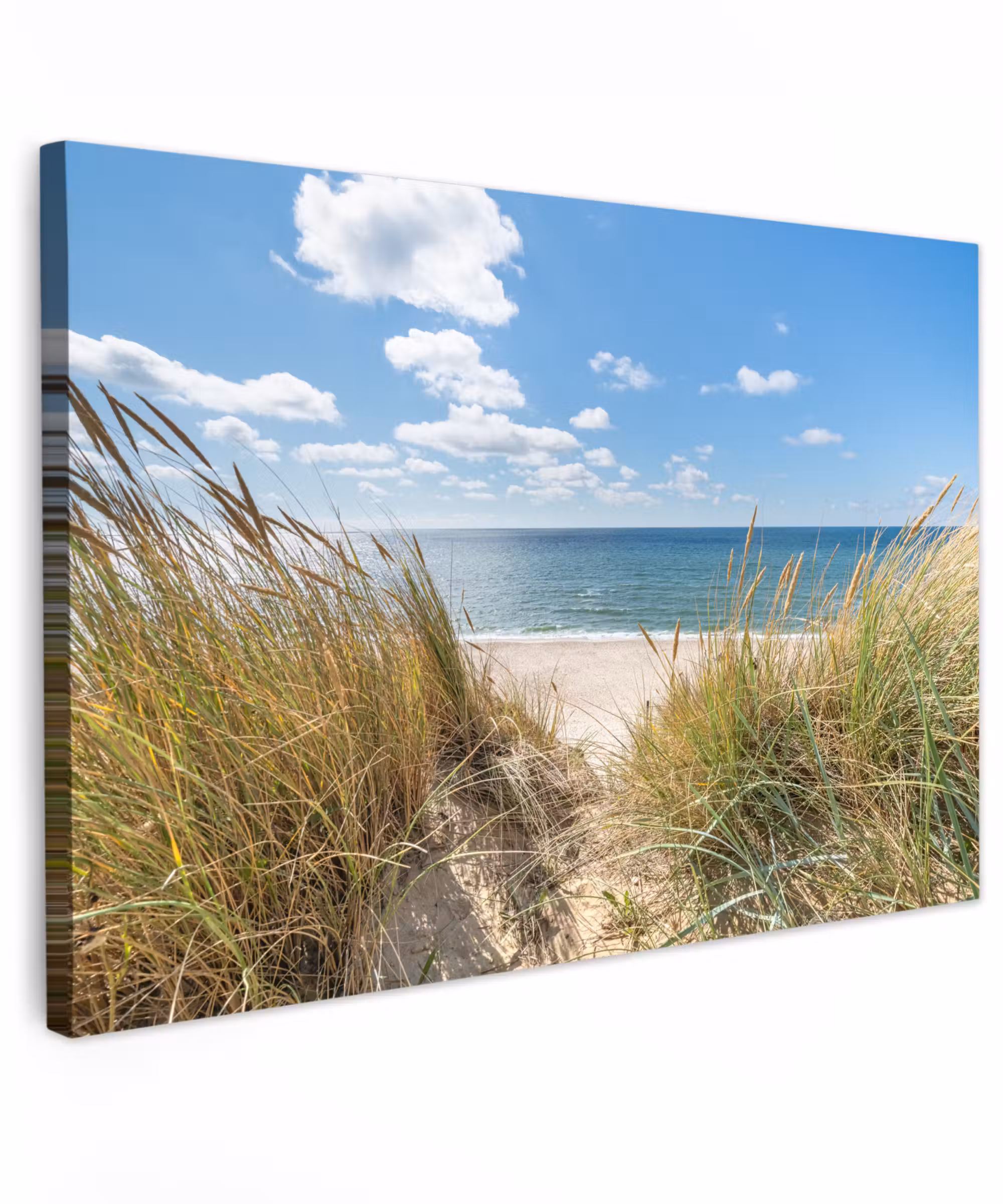 Canvas schilderij - Duin - Gras - Zee - Strand
