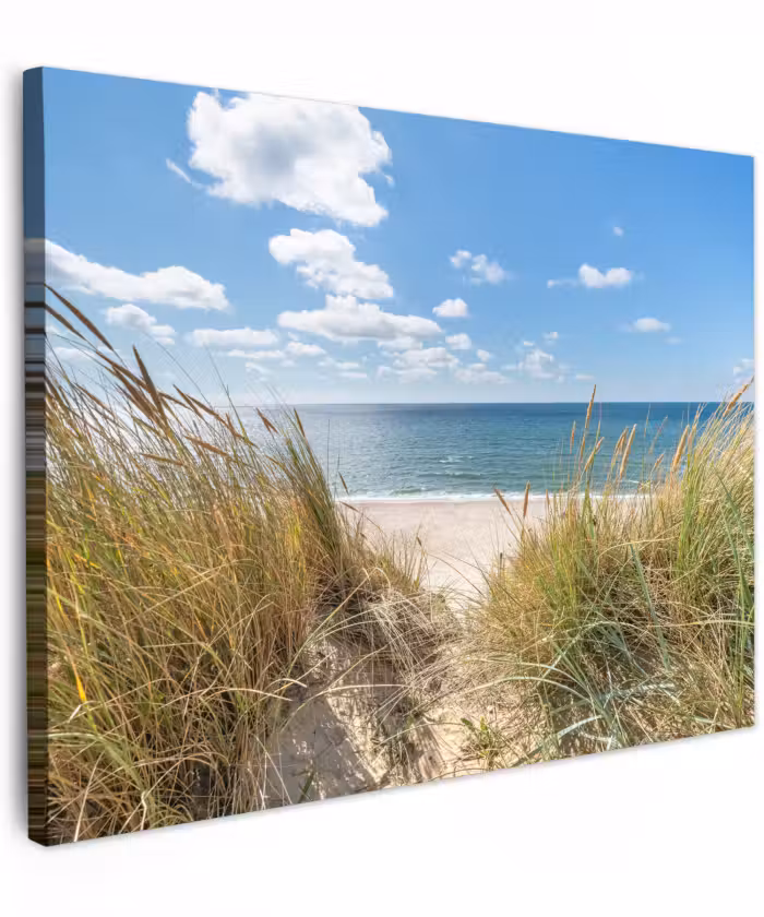 Canvas schilderij - Duin - Gras - Zee - Strand