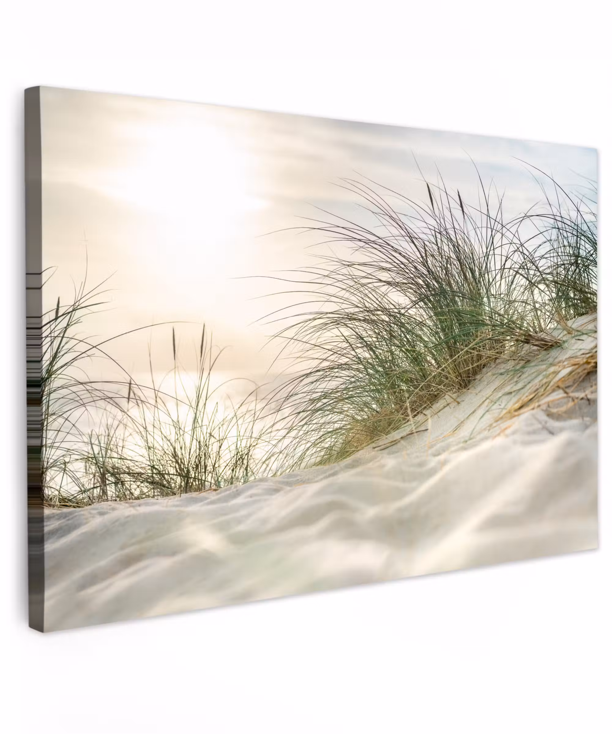 Canvas schilderij - Duinen met helmgras onder de zon van het Duitse nationaal Park Schleswig-Holsteinisches Wattenmeer