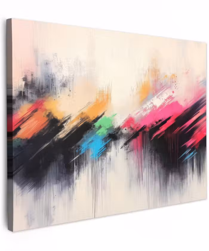 Canvas schilderij - Dynamisch - Abstract - Kleurrijk - Zwart