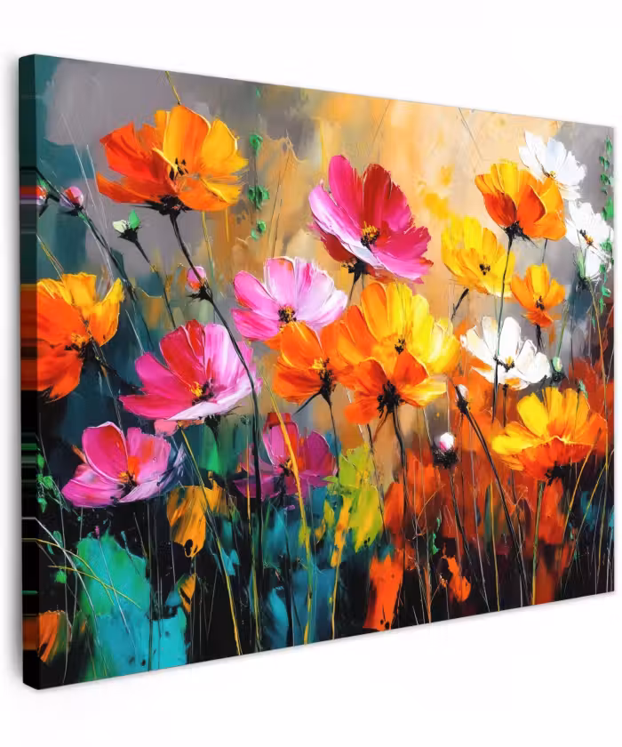 Canvas schilderij - Felgekleurd - Bloemblaadjes - Abstract