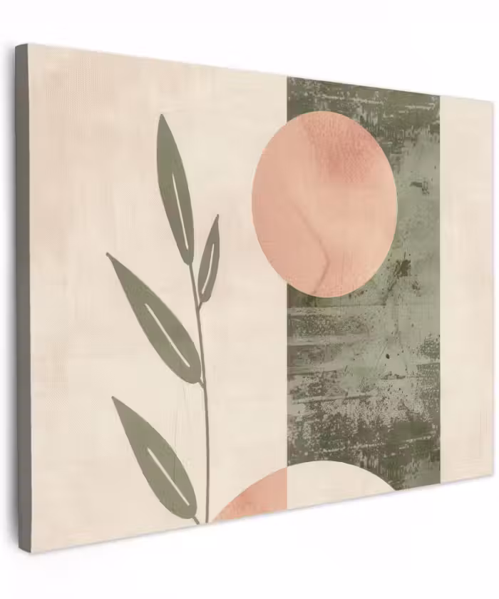 Canvas schilderij - Geometrisch - Roze - Groen - Natuur