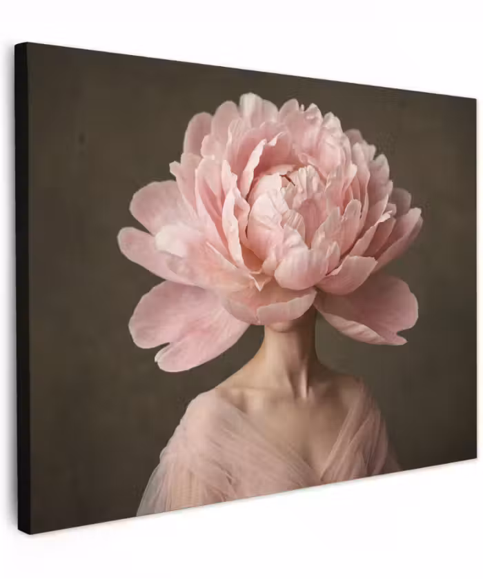 Canvas schilderij - Gezicht - Roos - Roze