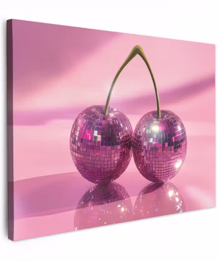 Canvas schilderij - Glitter - Discobol - Roze - Kersen
