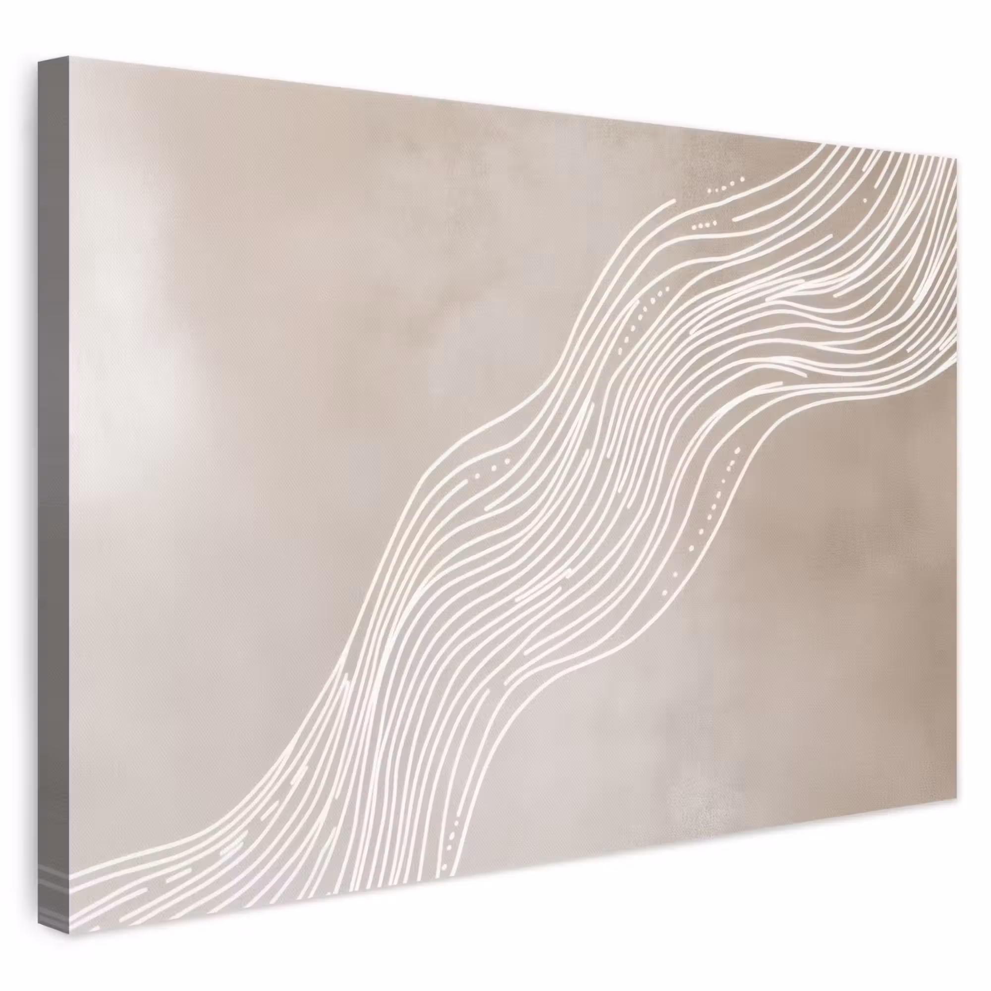 Canvas schilderij - Golvende lijnen - Vloeiend - Zandkleurig