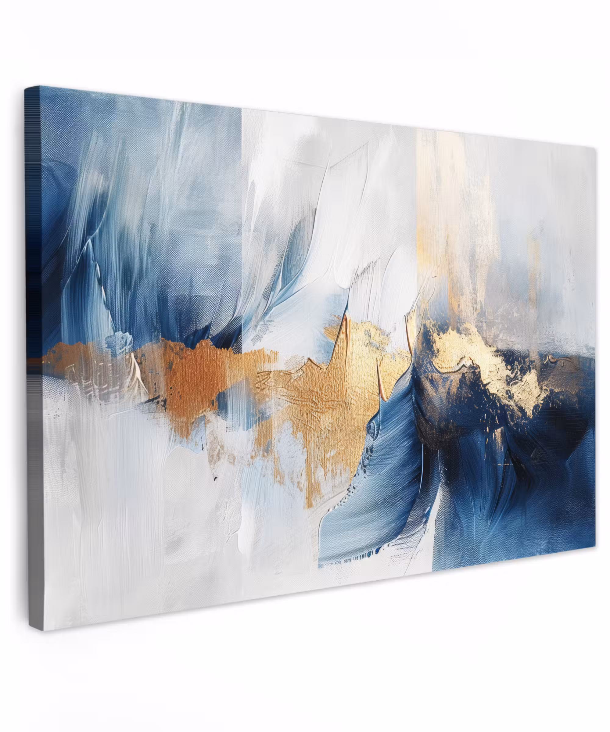 Canvas schilderij - Goud - Blauw - Watercolor - Kunst - Modern