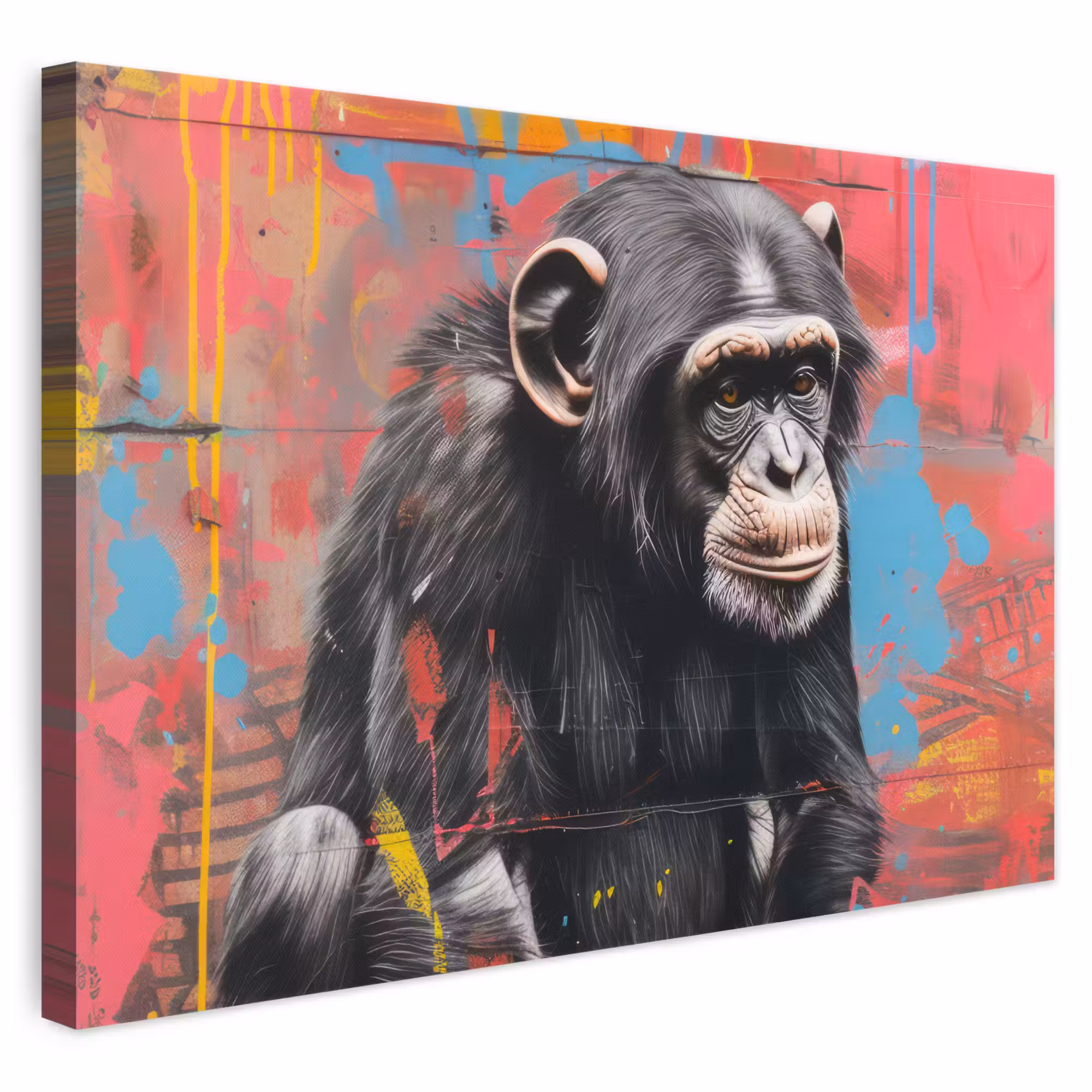 Canvas schilderij - Graffiti - Chimpansee - Dieren - Street art - Banksy