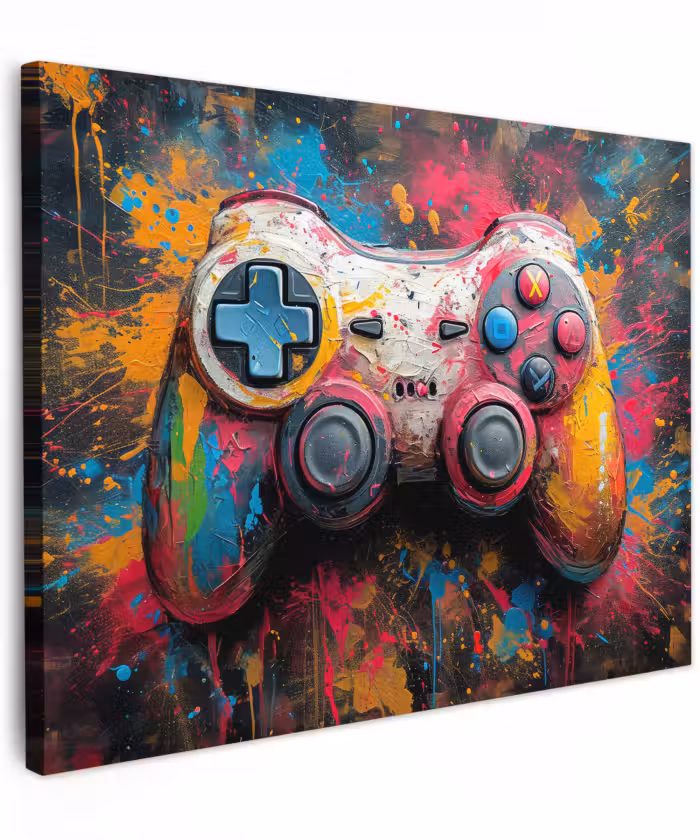 Canvas schilderij - Graffiti - Gaming - Controller - Verf