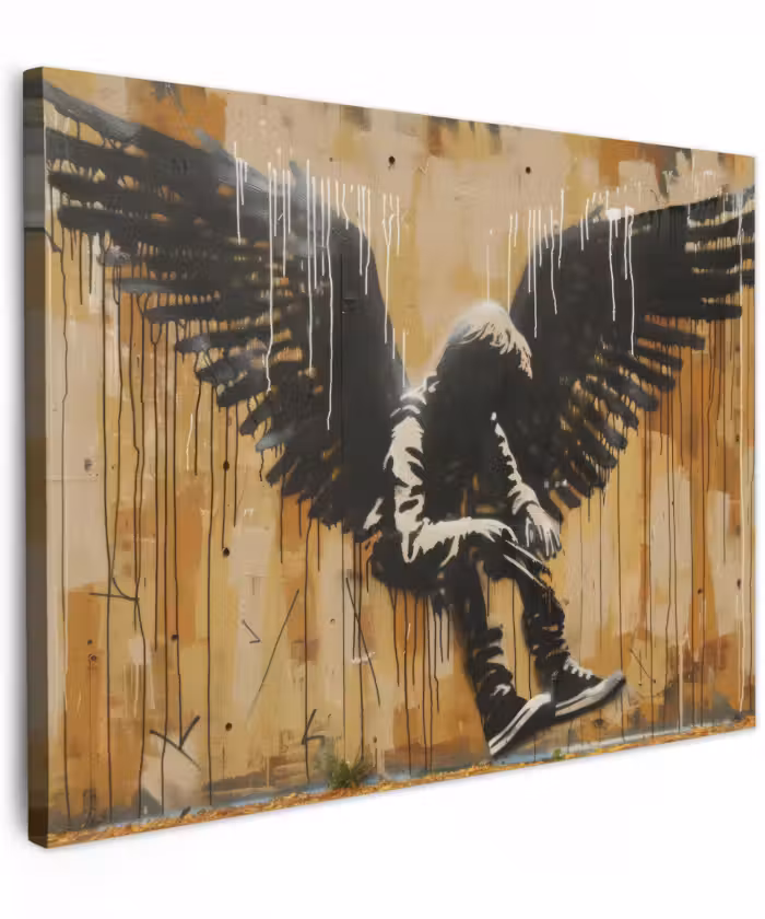 Canvas schilderij - Graffiti - Kunst - Vleugels - Street art - Banksy
