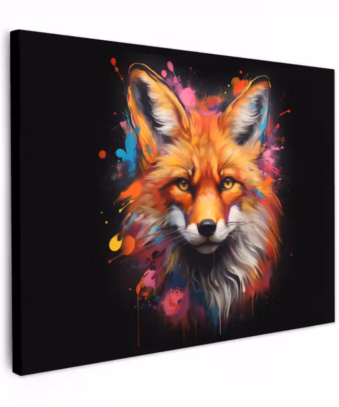 Canvas schilderij - Graffiti - Vos - Zwart - Pop art