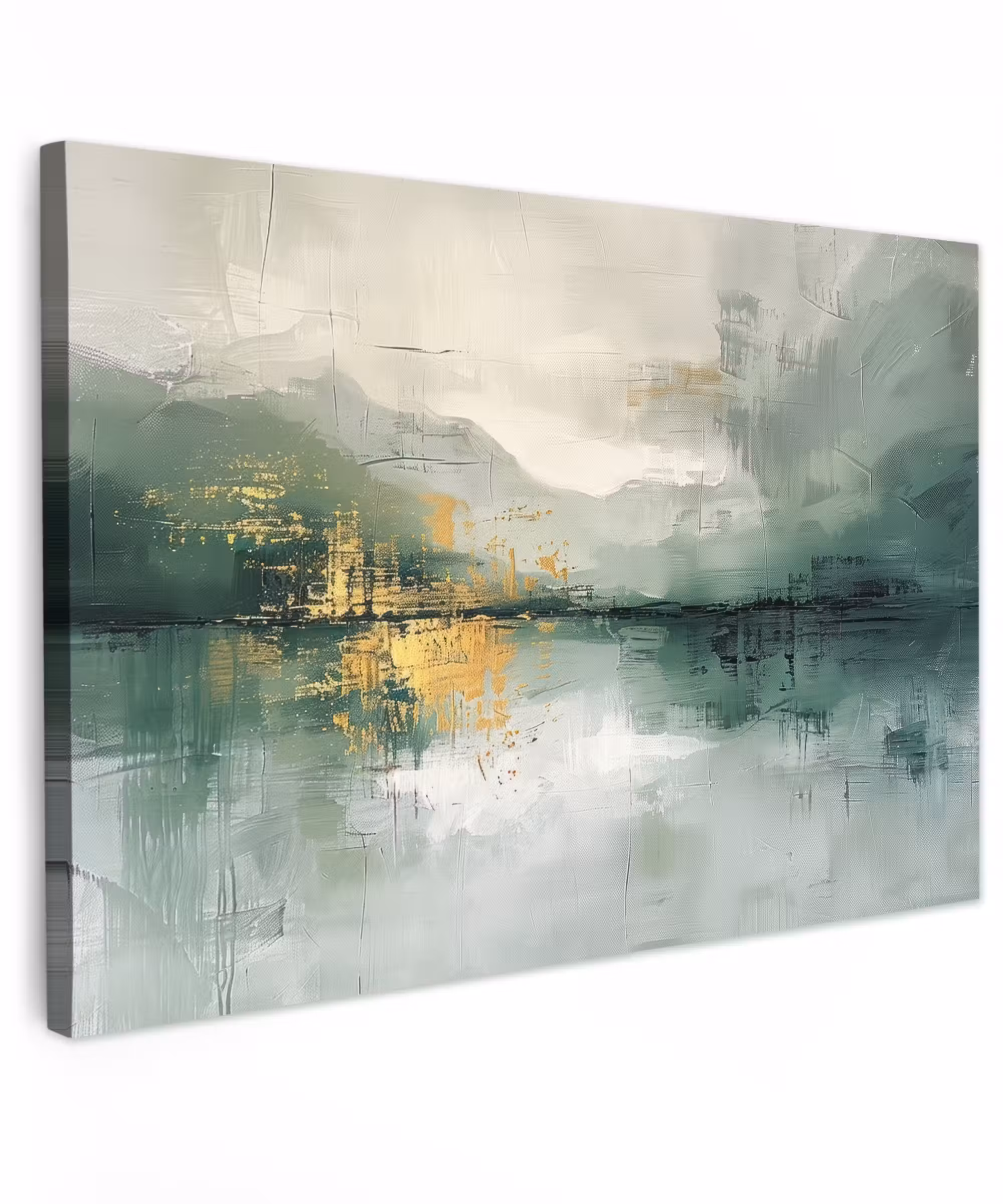 Canvas schilderij - Groen - Modern - Abstract - Goud