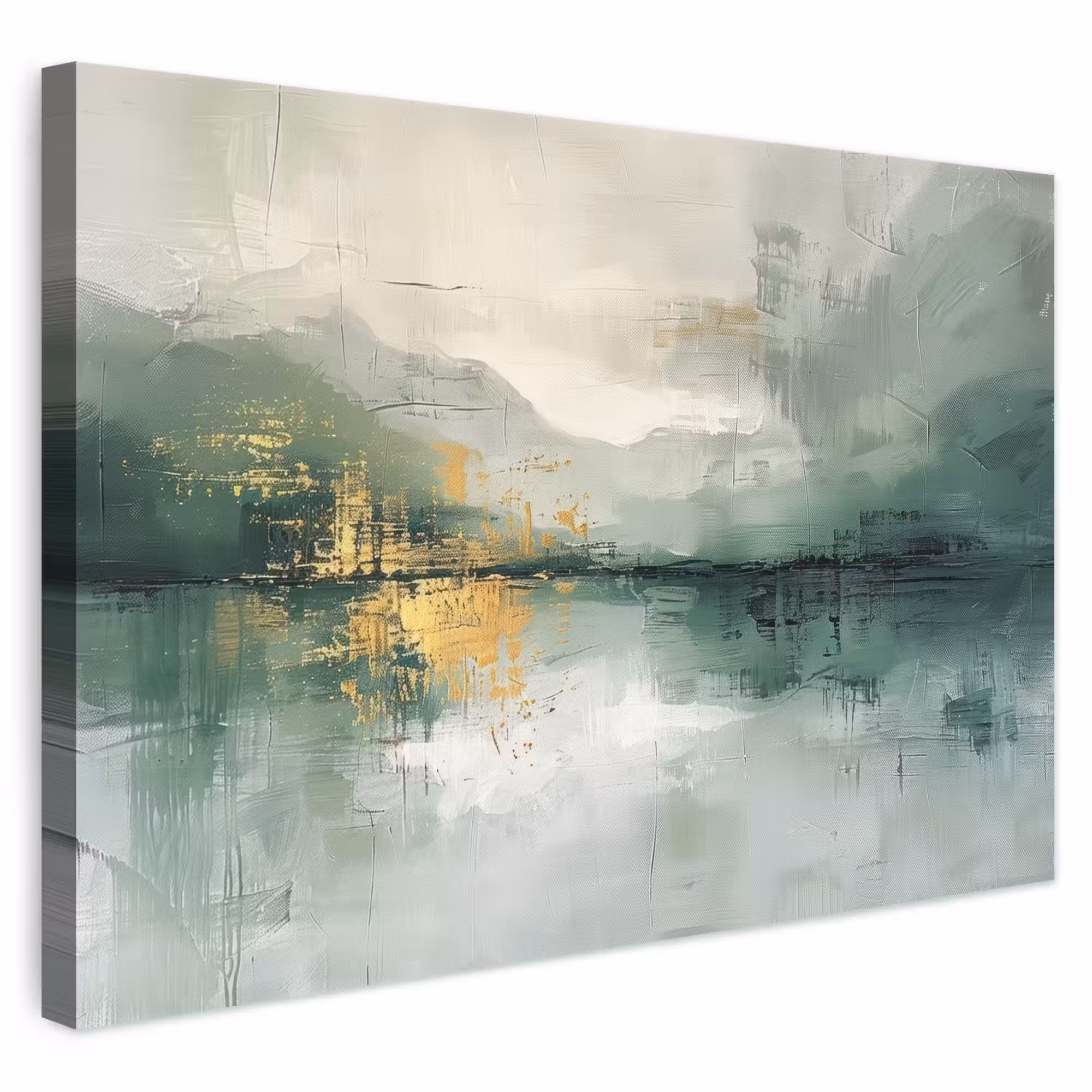 Canvas schilderij - Groen - Modern - Abstract - Goud