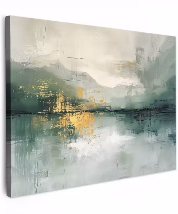Canvas schilderij - Groen - Modern - Abstract - Goud