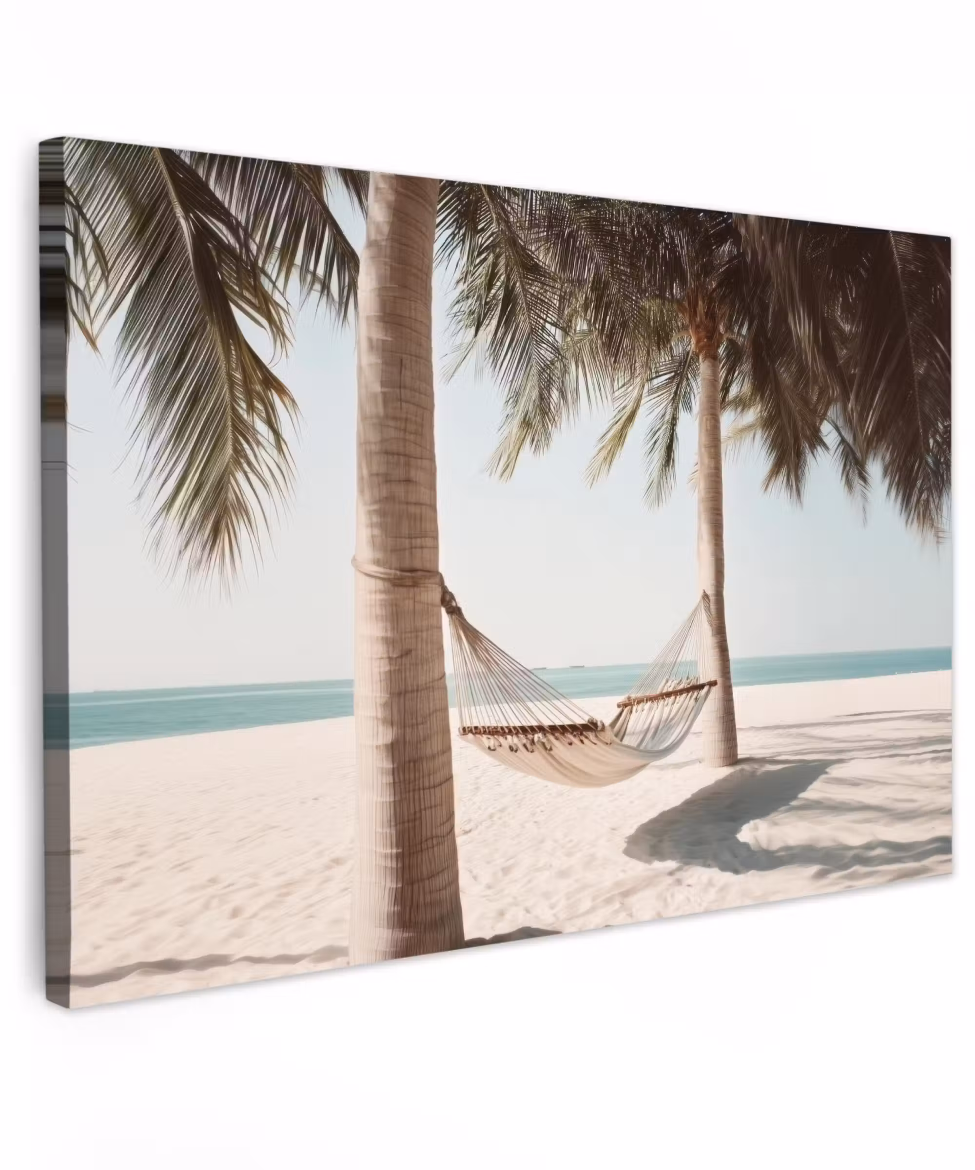 Canvas schilderij - Hangmat - Palmbomen - Strand - Zee