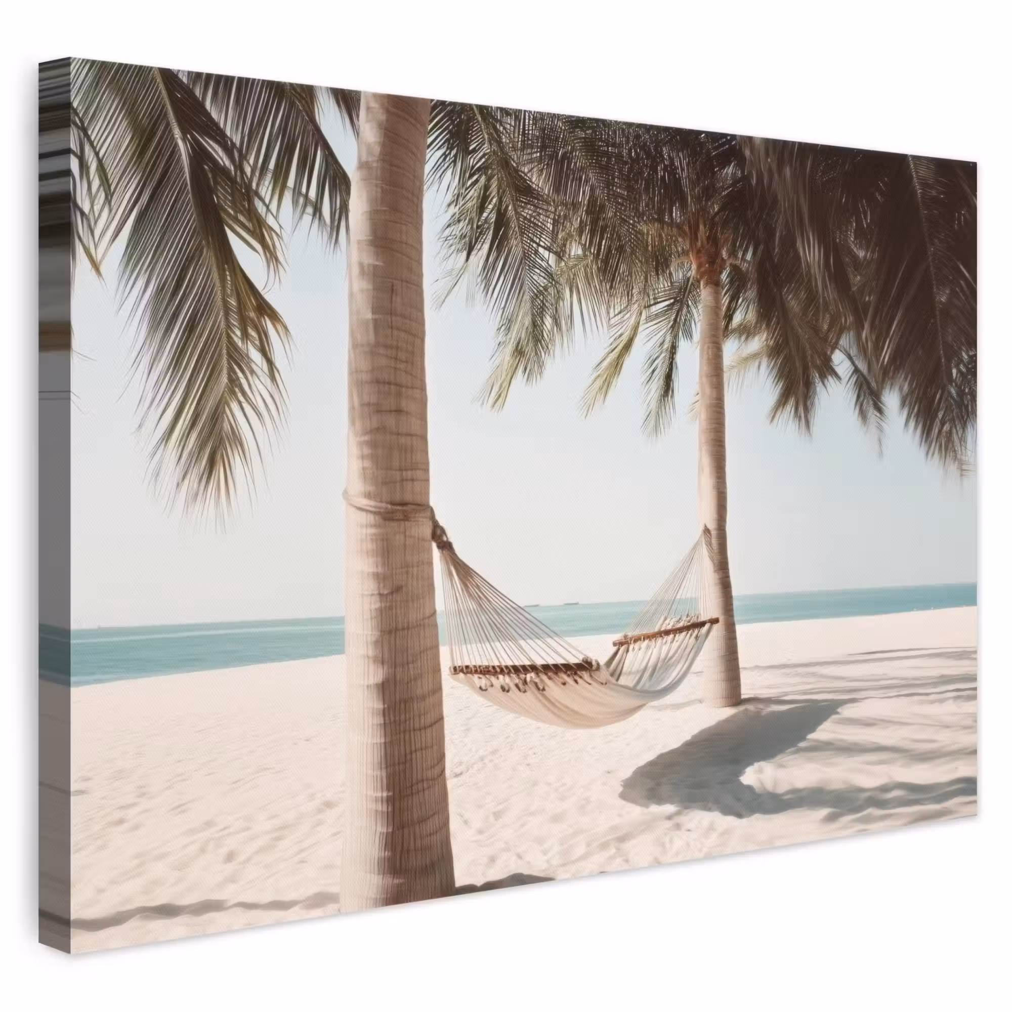 Canvas schilderij - Hangmat - Palmbomen - Strand - Zee