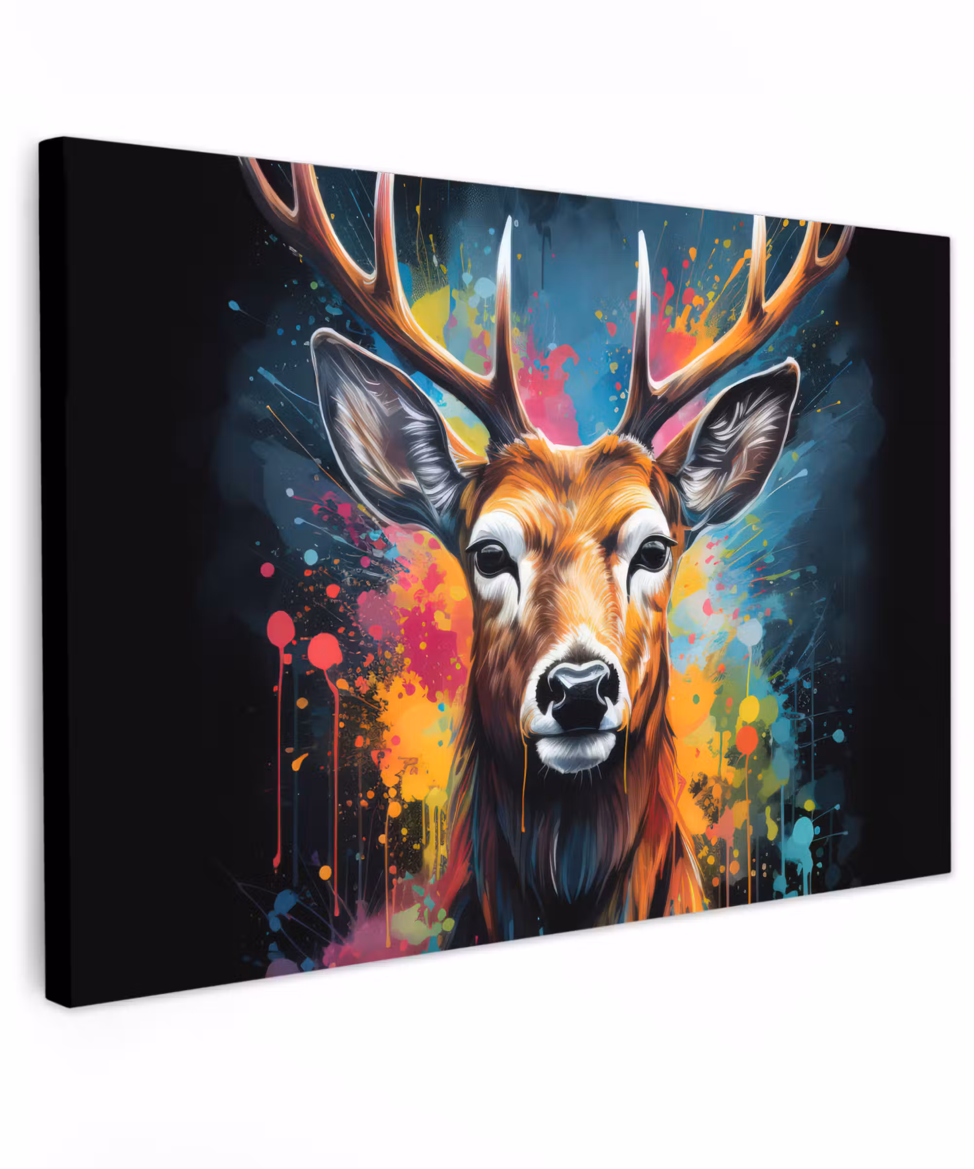 Canvas schilderij - Hert - Graffiti - Dieren - Kleuren
