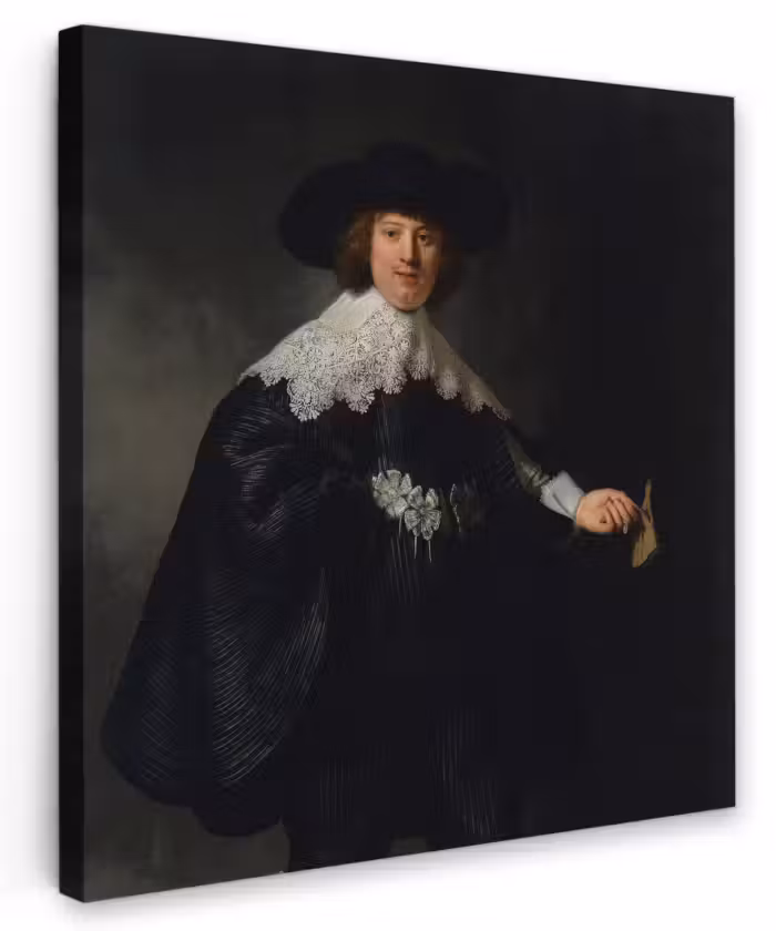 Canvas schilderij - Het huwelijksportret van Marten Soolmans - Rembrandt van Rijn