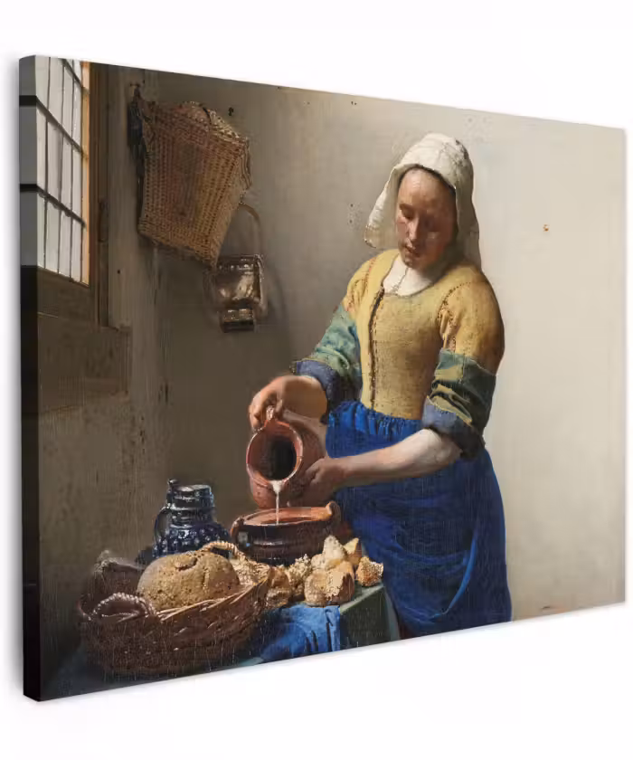 Canvas schilderij - Het melkmeisje - Schilderij van Johannes Vermeer