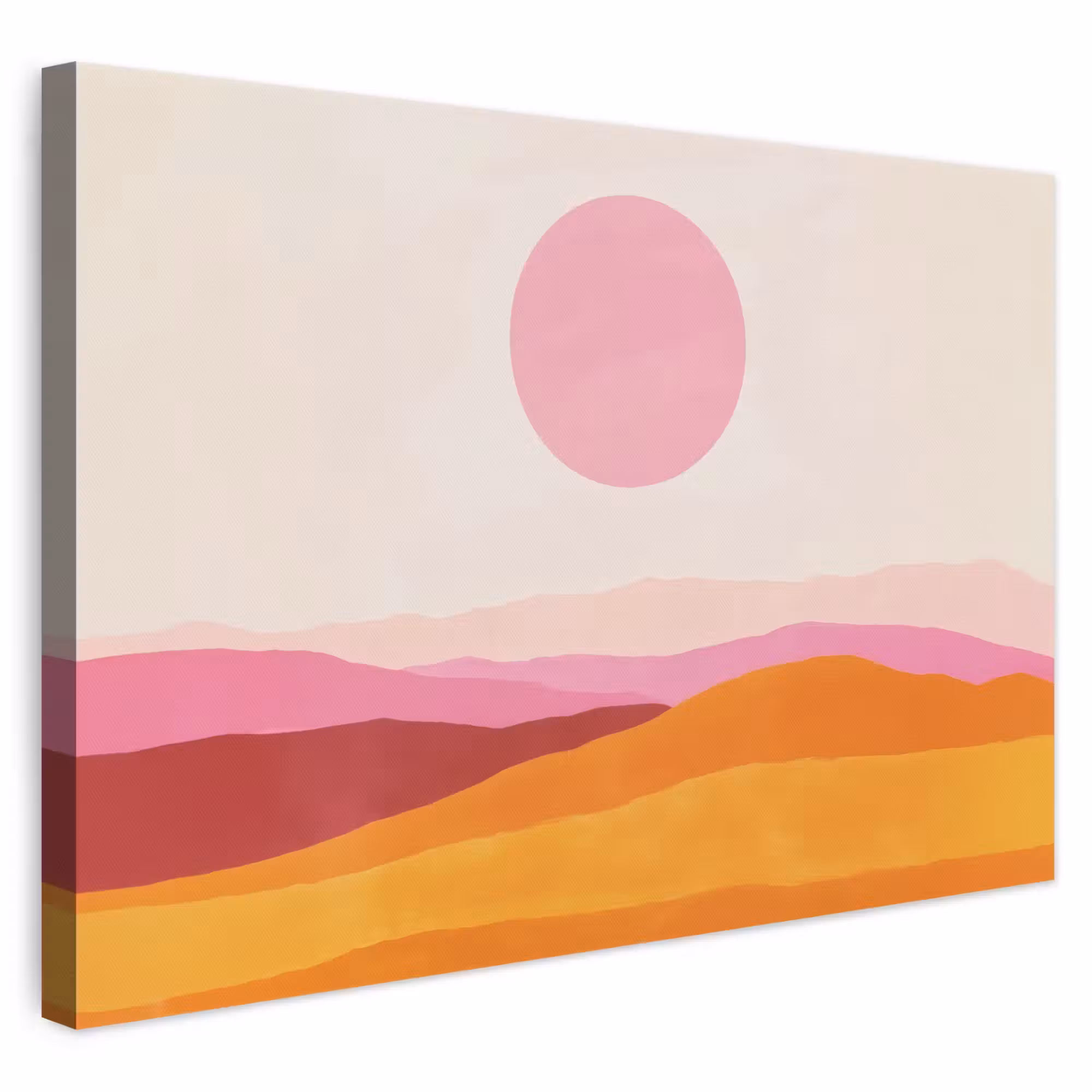 Canvas schilderij - Heuvels - Oranje - Zon - Abstract