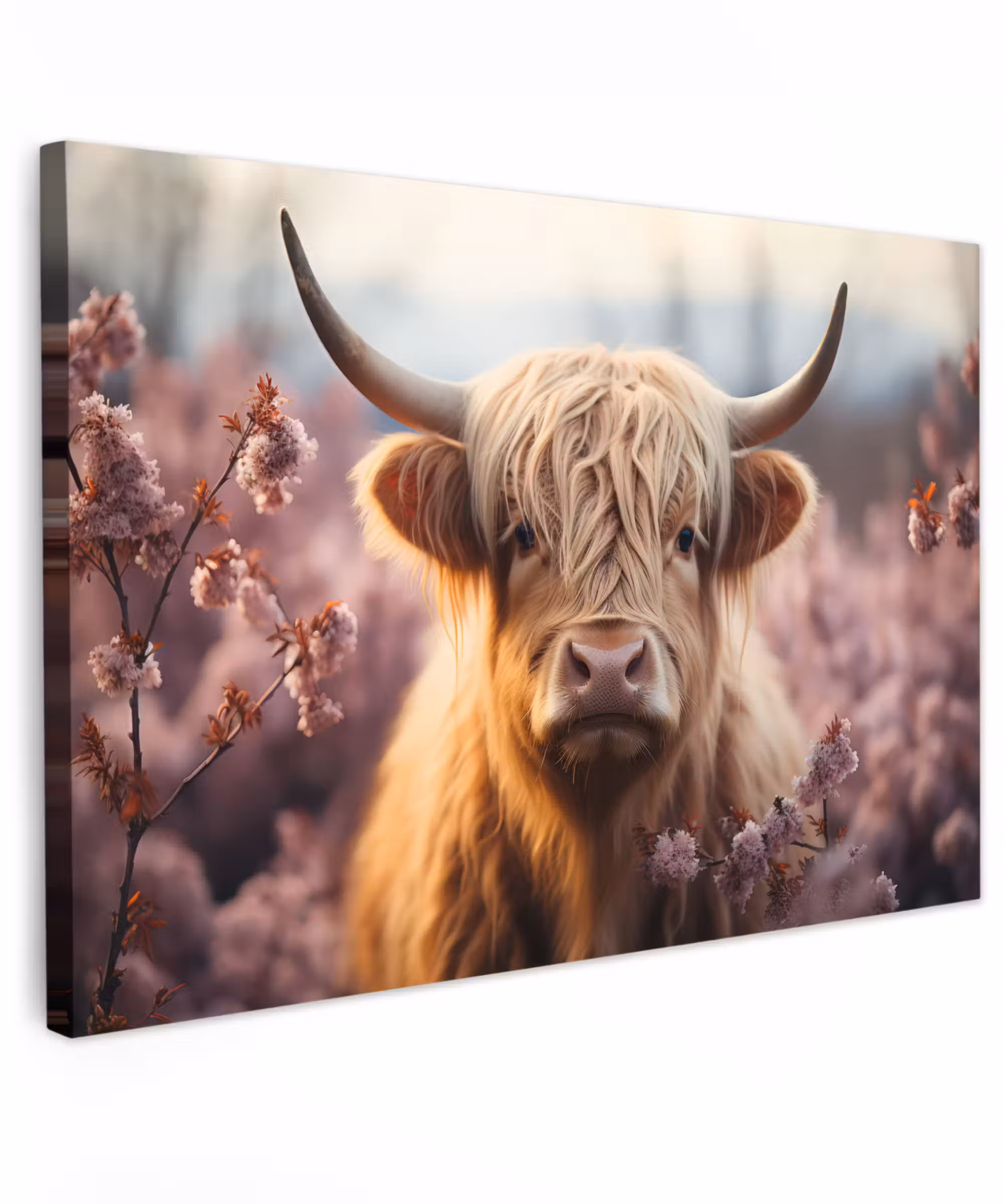 Canvas schilderij - Schotse hooglander - Lente - Hooglanden