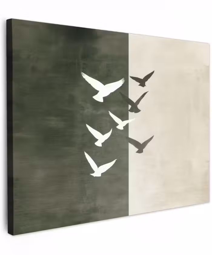 Canvas schilderij - Japandi - Vogel - Groen