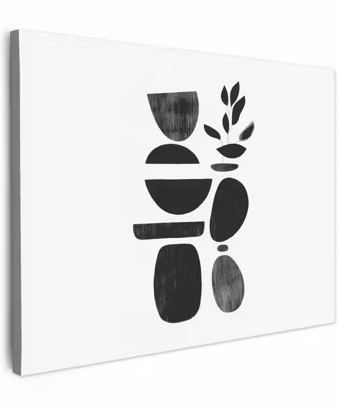 Canvas schilderij - Japandi - Zwart - Abstract
