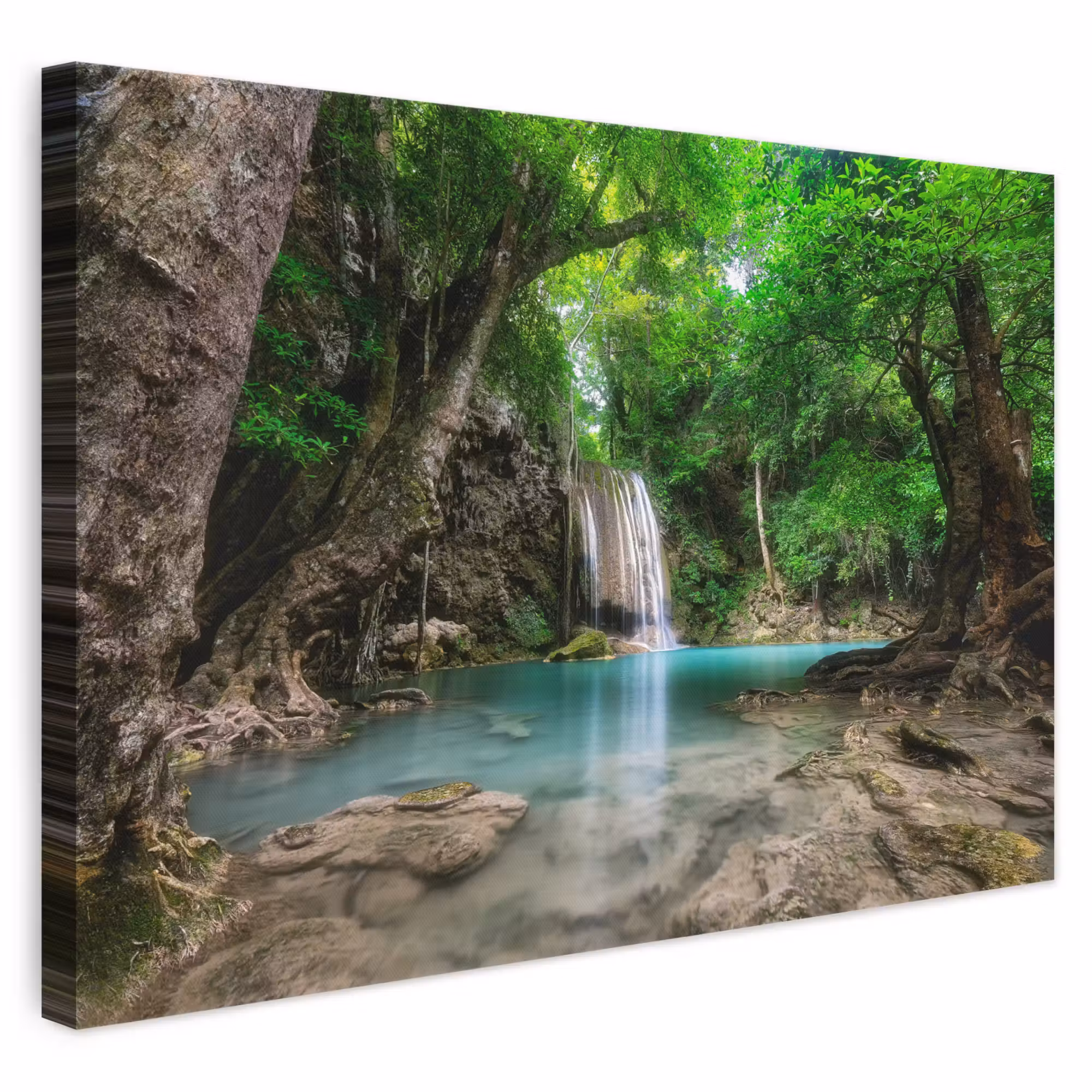 Canvas schilderij - Jungle - Waterval - Planten - Water - Natuur
