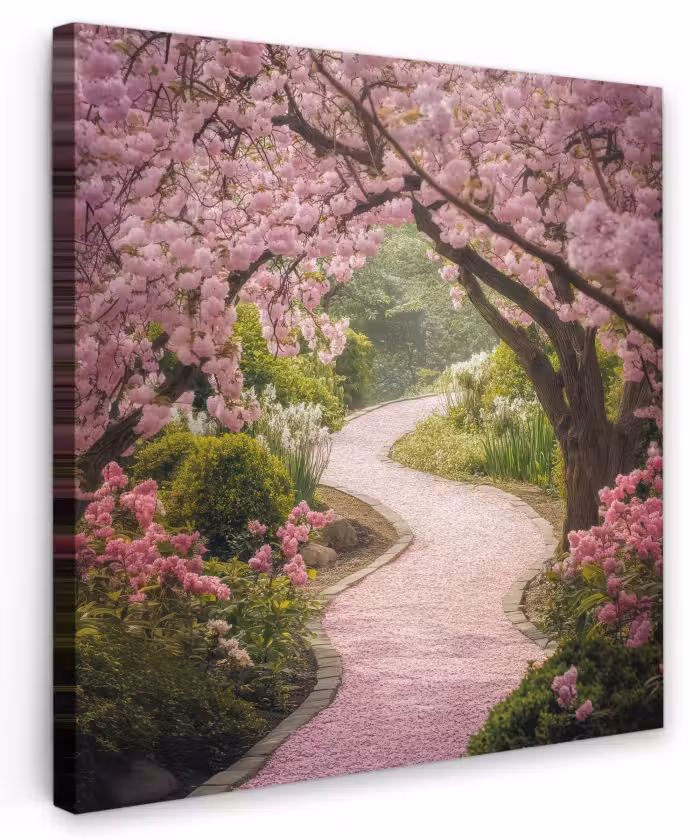 Canvas schilderij - Kersenbloesem - Natuur - Sakura - Pad - Japanse tuin