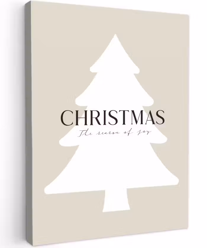Canvas schilderij - Kerstboom - Japandi - Christmas - Beige