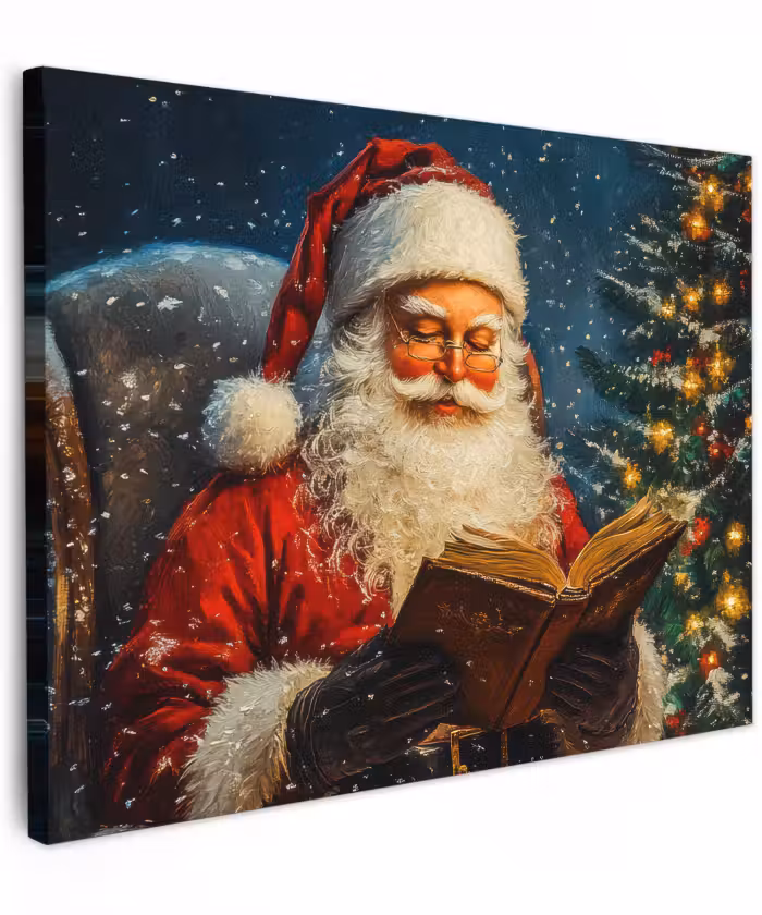 Canvas schilderij - Kerstman - Kerst - Winter - Kerstboom