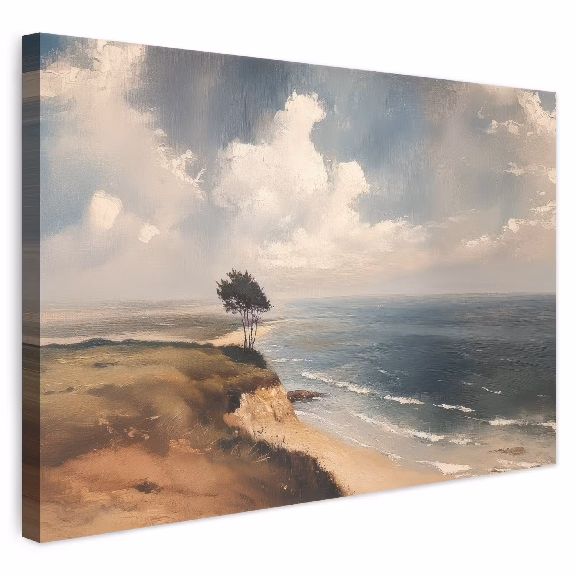 Canvas schilderij - Klif - Zee - Boom