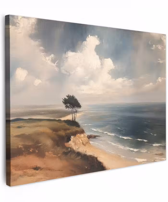 Canvas schilderij - Klif - Zee - Boom
