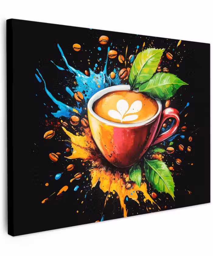 Canvas schilderij - Koffie - Graffiti - Drinken - Abstract